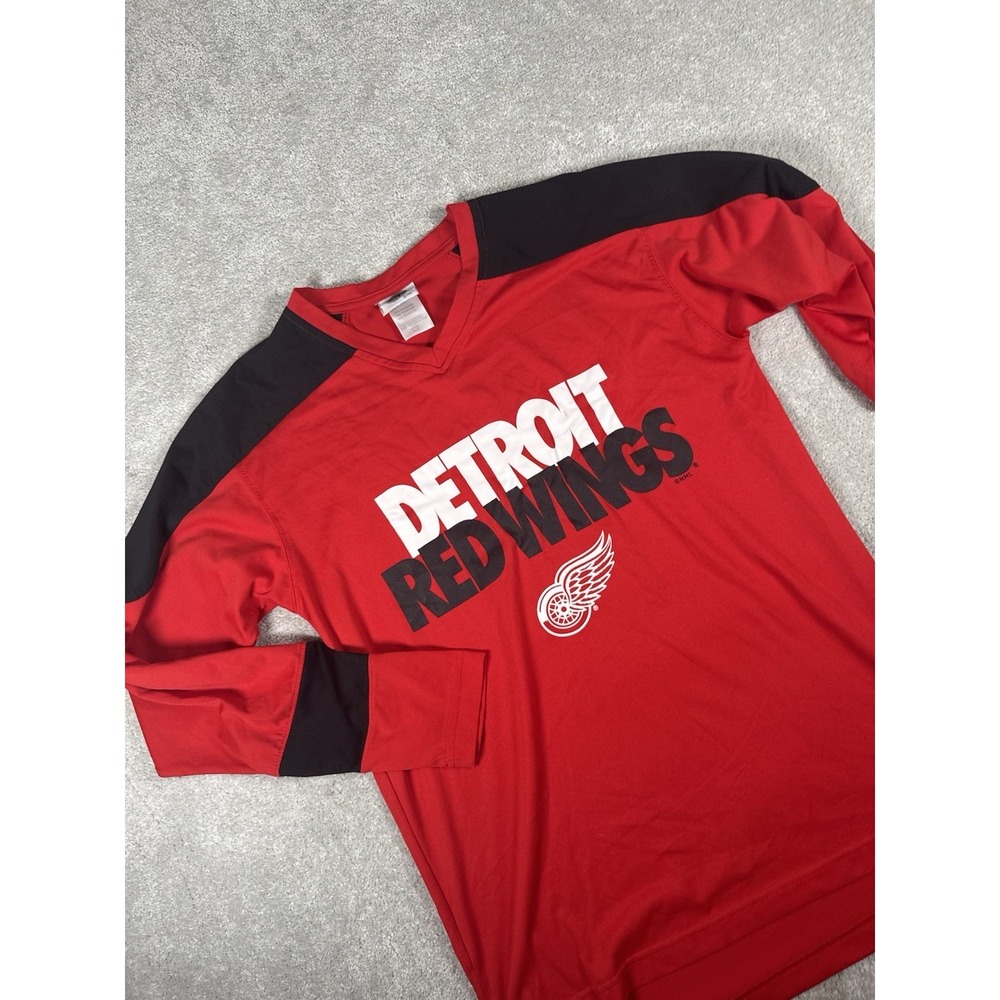 Detroit‎ Red Wings NHL Hockey Jersey Style Long sleeve Shirt Size Small